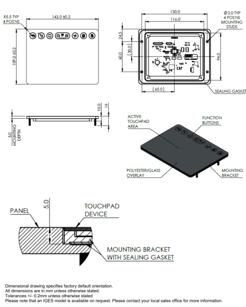 6" Panel Mount Touchpad - Type 1 extra image 1